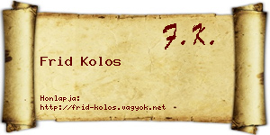 Frid Kolos névjegykártya